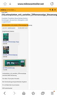 Screenshot eines Forenbeitrags über Leiterplatten und DMX-Steuerung