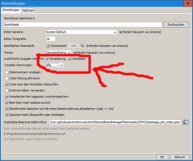 Einstellungen der Arduino IDE