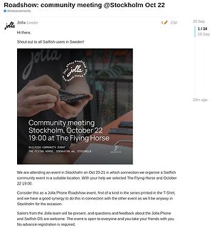 Ankündigung eines Community-Meetings in Stockholm