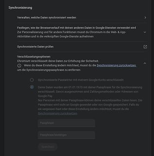 Abfotografierter Bildschirm mit Google-Synchronisierungseinstellungen