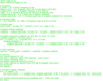 Python Code zur Simulation eines Mückenspektrums