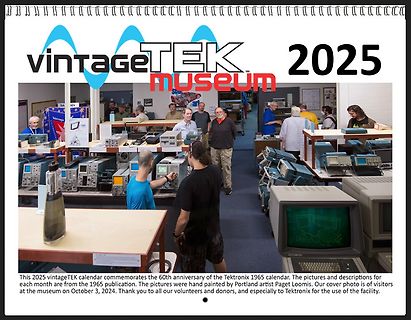 Vintage TEK Museum Kalender 2025 mit Besuchern und Messgeräten