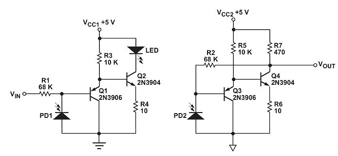 Schaltplan einer Lichtschranke mit Transistoren