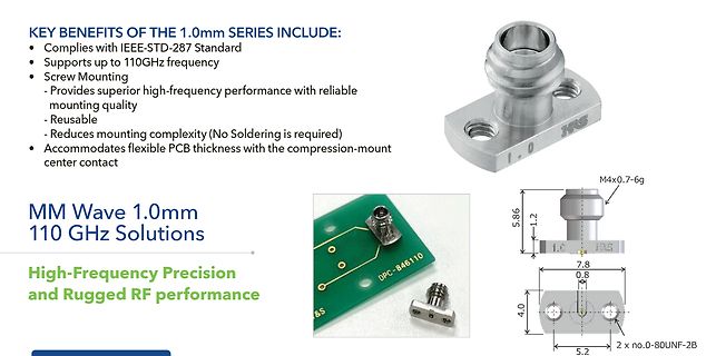 Produktblatt für 1.0mm Serie Hochfrequenz-Konnektoren