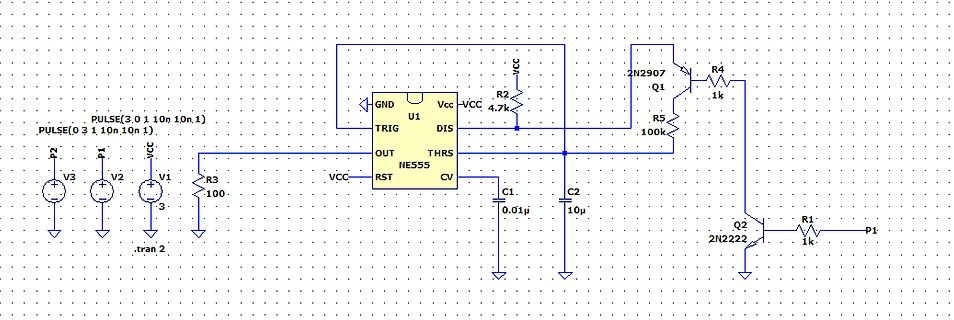 Schaltplan mit NE555 Timer und Transistoren