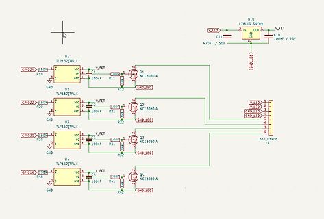 Schaltplan mit TLP152 und NCE3080A MOSFETs