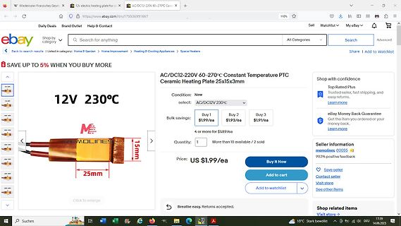 eBay-Angebot für 12V PTC Heizplatte