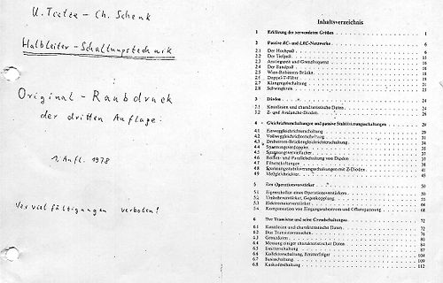 Inhaltsverzeichnis eines Fachbuchs zur Halbleiter-Schaltungstechnik