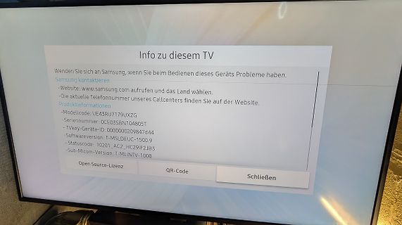 Informationen zu einem Samsung TV
