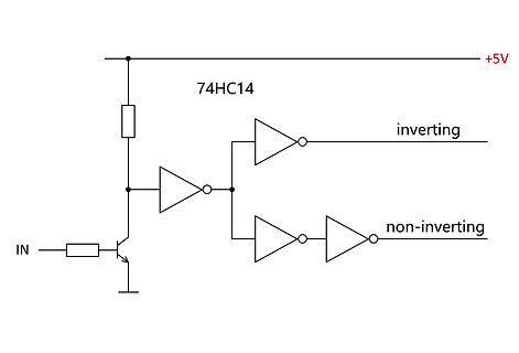 Schaltplan mit 74HC14 Inverter-Stufen