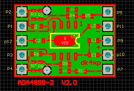 PCB-Layout eines ADA4898-2 Verstärkers