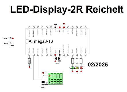 Schaltplan eines ATmega8-16 mit LED-Display
