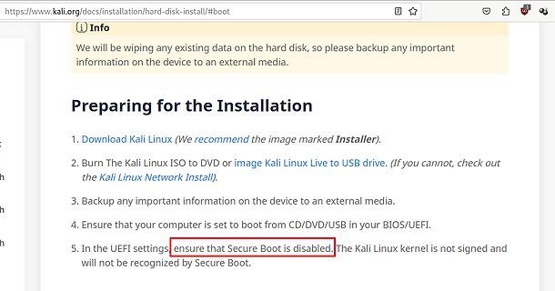 Anleitung zur Installation von Kali Linux