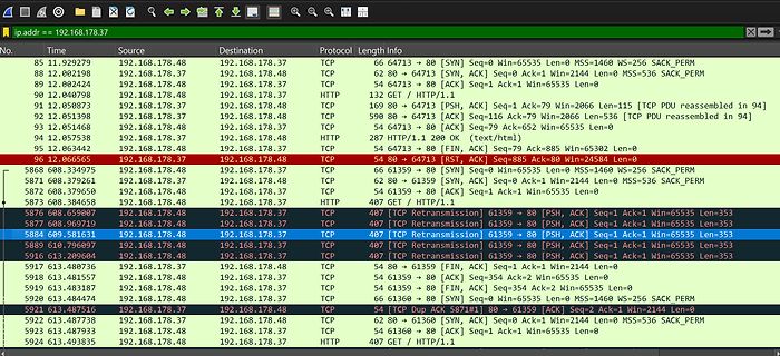 Wireshark Netzwerkprotokoll Analyse TCP Paketverlauf