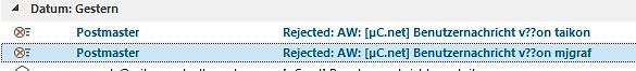 Ausschnitt eines E-Mail-Posteingangs