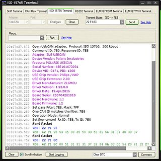 Screenshot einer ISO 15765 Terminal Software