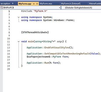 C++/CLI Quellcode in einer IDE