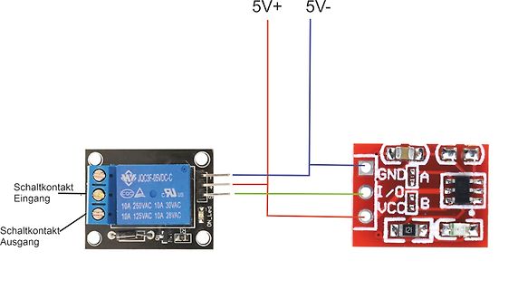 Verdrahtung eines Relaismoduls mit einer Platine