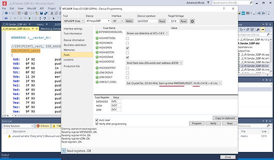 Screenshot der MPLAB Software zur Mikrocontroller-Programmierung