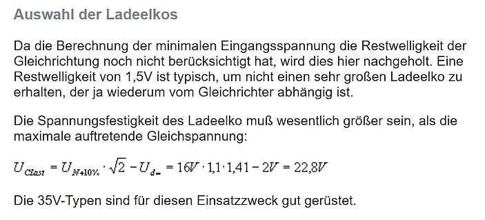 Text zur Berechnung der Ladeelkospannung