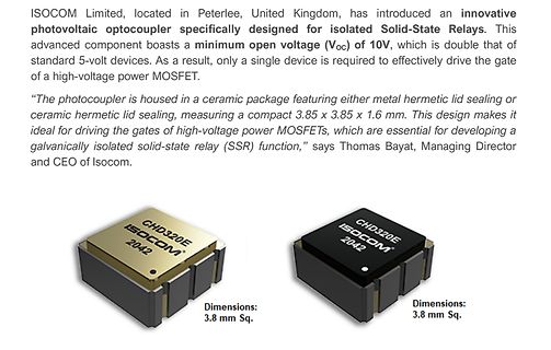 Produktankündigung eines Photocouplers von ISOCOM