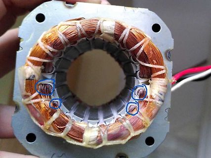 Stator eines Elektromotors mit Kupferwicklungen