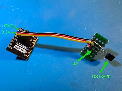 Verdrahtung ESP32 C3 mit DS18B20 Sensor