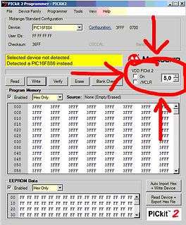 Screenshot der PICkit 2 Programmer Software