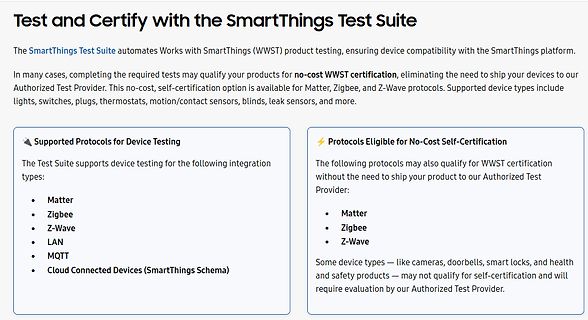 Informationen zur SmartThings Test Suite