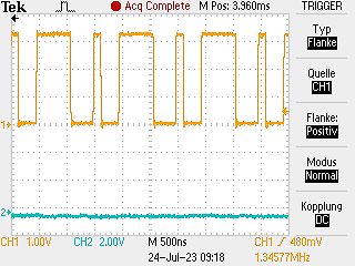 Oszilloskop-Screenshot eines Rechtecksignals