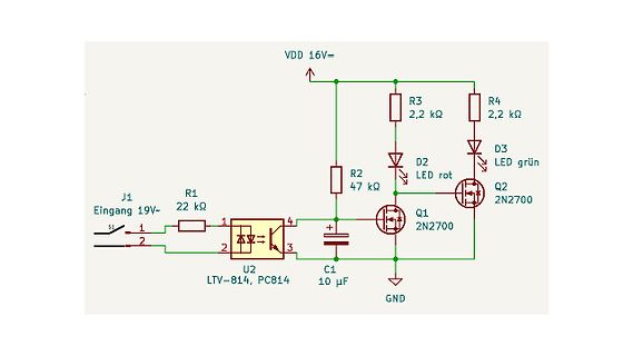 Schaltplan mit Optokoppler und MOSFETs