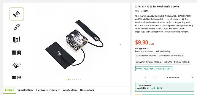 Produktseite XIAO ESP32S3 für Meshtastic und LoRa