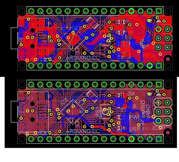 CAD-Layout einer Arduino Nano Leiterplatte