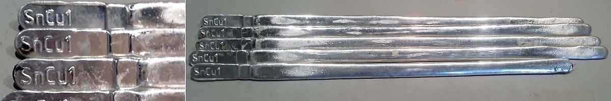 Metallstäbe mit Beschriftung SnCu1
