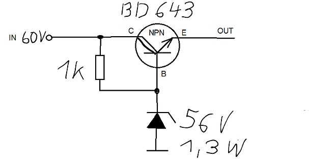 Handgezeichneter Schaltplan mit NPN-Transistor und Diode