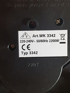 Typenschild eines Elektrogeräts