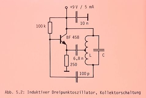 Schaltplan eines induktiven Dreipunktoszillators