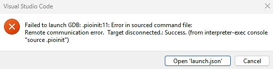 Fehlermeldung in Visual Studio Code beim Starten von GDB