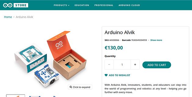 Produktseite des Arduino Alvik im Online-Shop