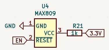 Schaltplanausschnitt eines MAX809 Reset-ICs