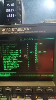 Display eines Stabilock Kommunikations-Testsets mit Fehlermeldung