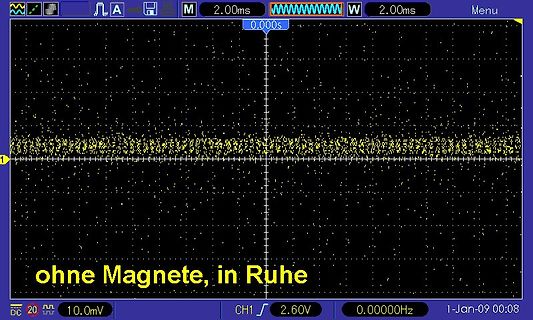 Oszilloskop-Messung ohne Magnete in Ruhe