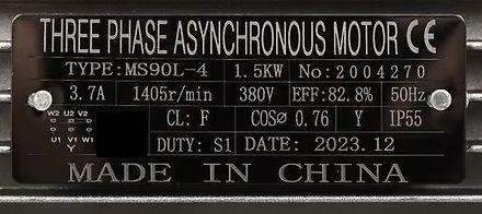 Typenschild eines Drehstromasynchronmotors