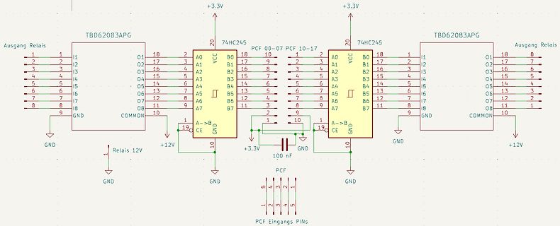 Schaltplan mit Multiplexern und Relais-Treiber-ICs