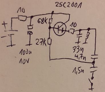 Handgezeichneter Schaltplan mit Transistor