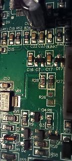 Nahaufnahme einer Leiterplatte mit SMD-Bauteilen