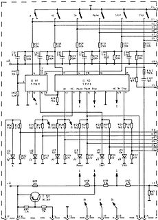 Schaltplan einer elektronischen Schaltung mit Mikrocontrollern und LEDs