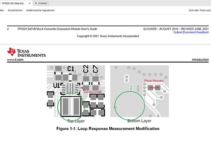 Ausschnitt aus einem Datenblatt mit PCB-Layout Modifikation