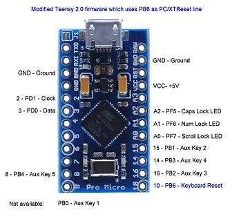 Pro Micro Mikrocontroller mit Pinbelegungs-Beschriftung