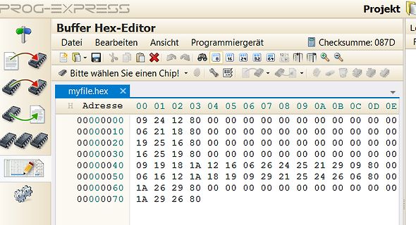Buffer Hex-Editor Software von PROG-EXPRESS